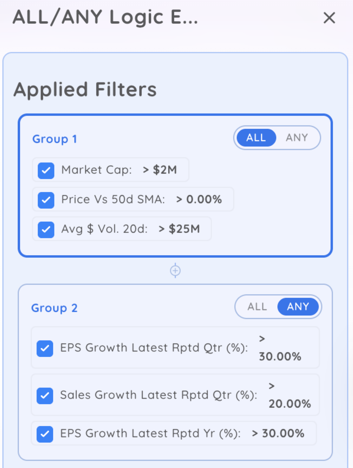 Build Smarter Stock Screener Strategies With ALL/ANY Logic 1 stock screener
