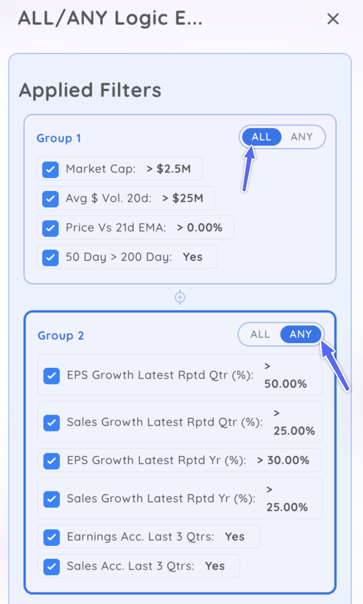 Build Smarter Stock Screener Strategies With ALL/ANY Logic 3 stock screener