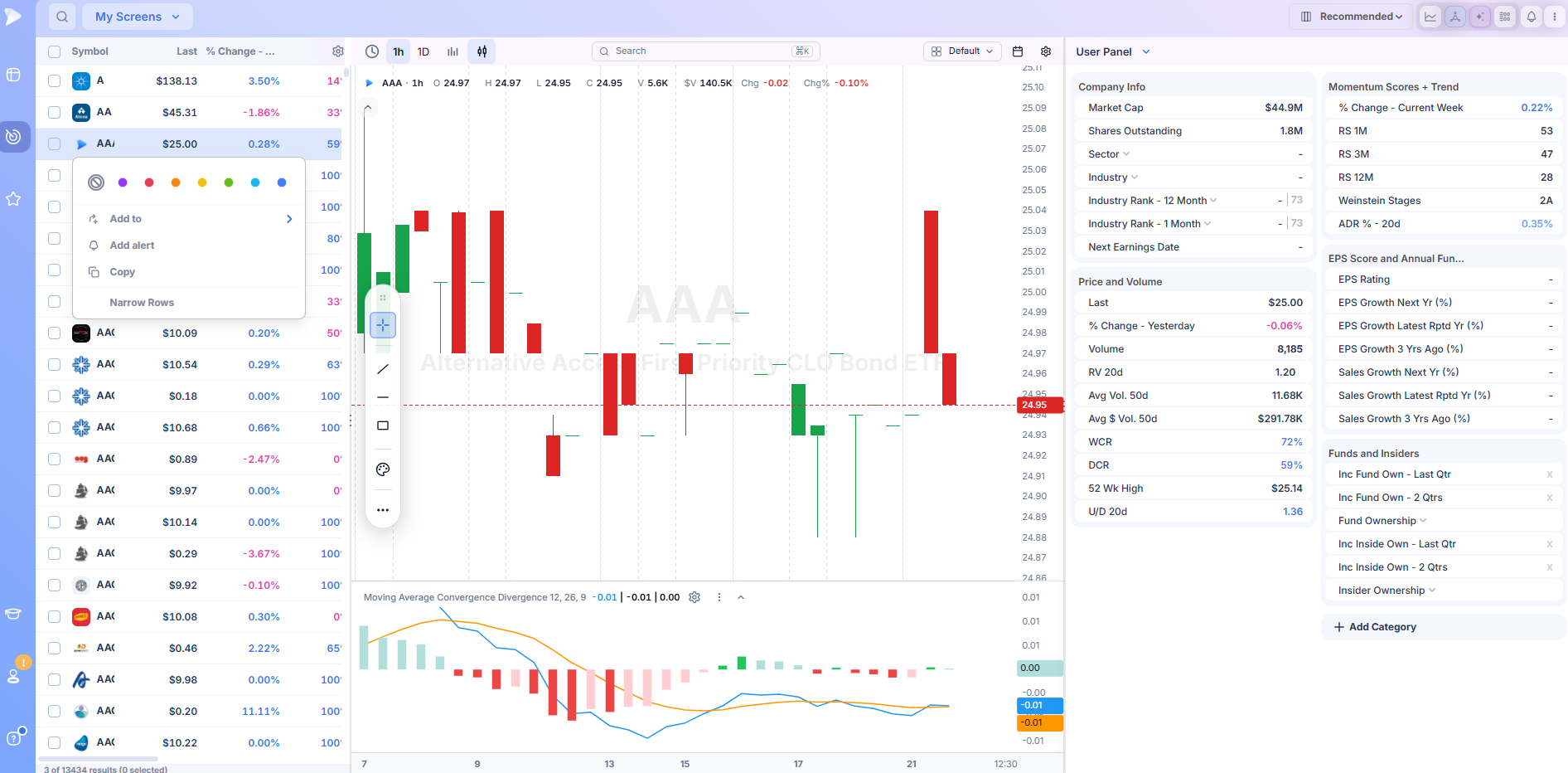 Data freshness tiers for stock screeners — Screenshot